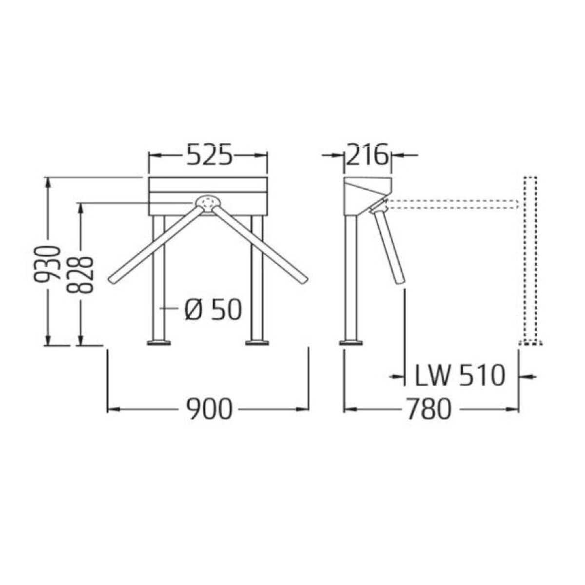 Ausführung:Drehsperre EasyGo, 2-armig, auf Montageplatte 1300 x 1000 mm