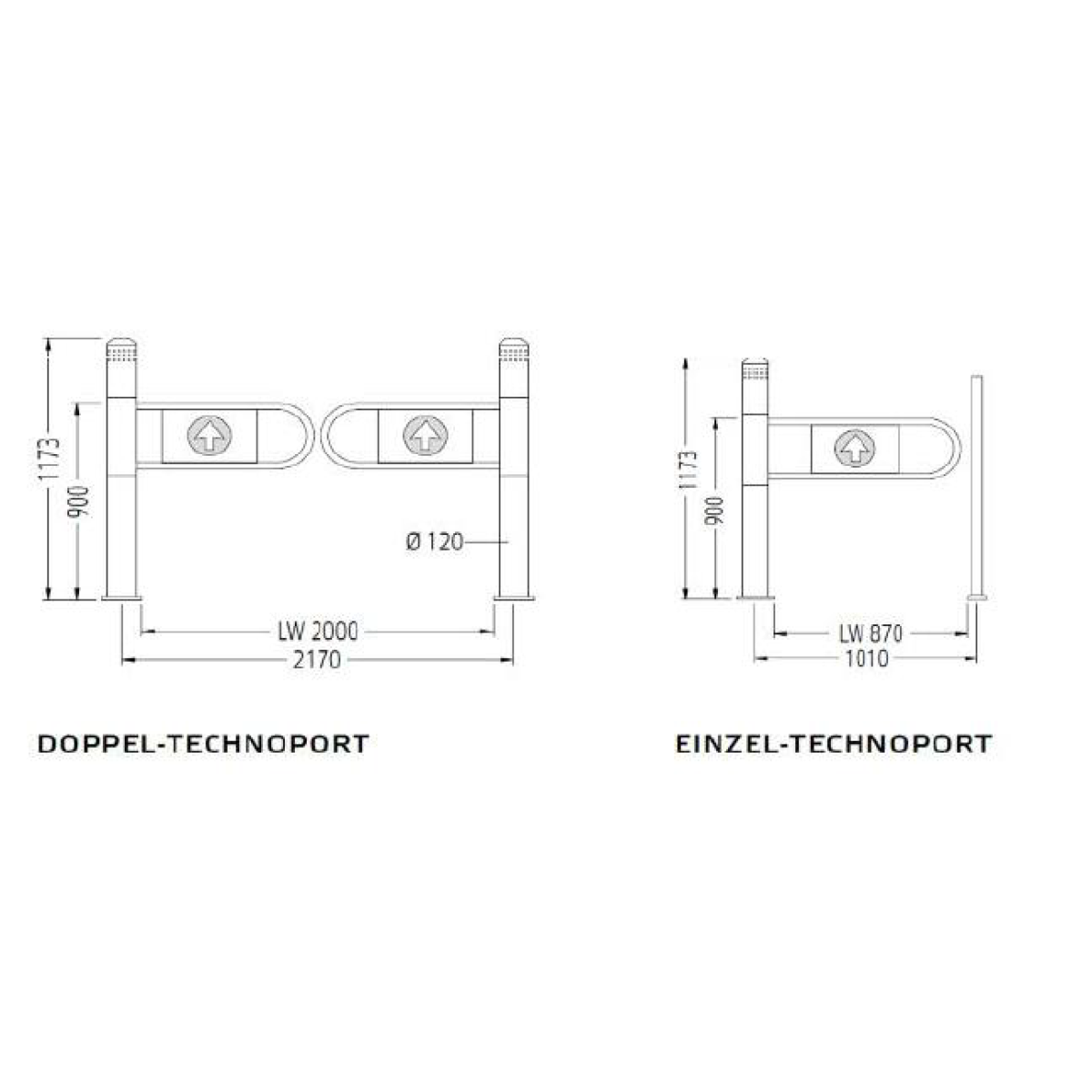 Ausführung:Doppel-Technoport, montiert auf Montageplatte 2200 x 1250 mm