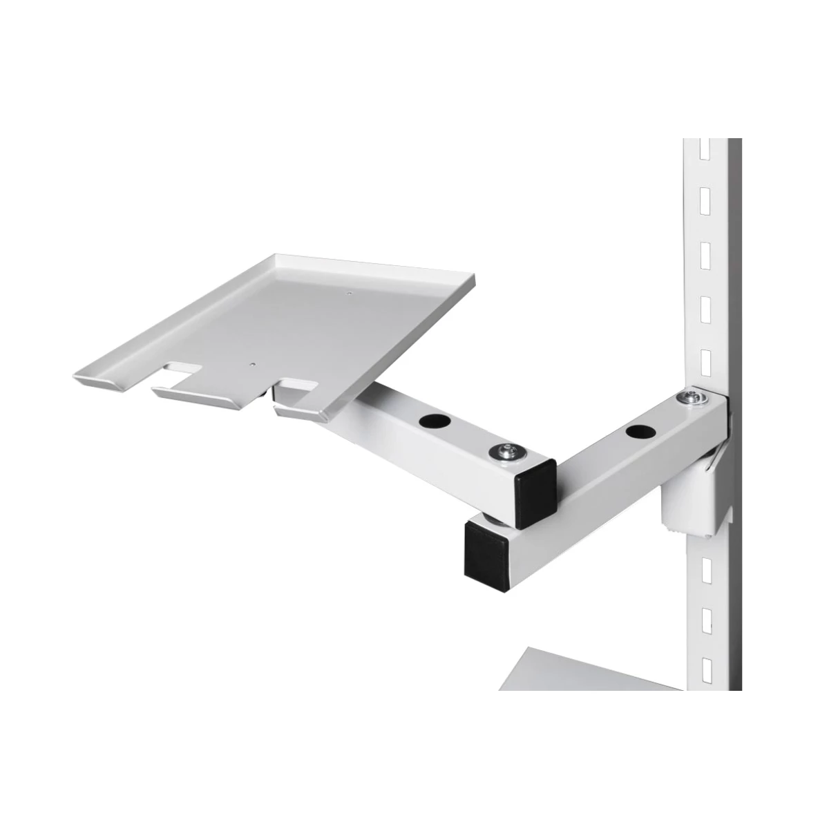 Swivel and height adjustable shelf for ESD packing table