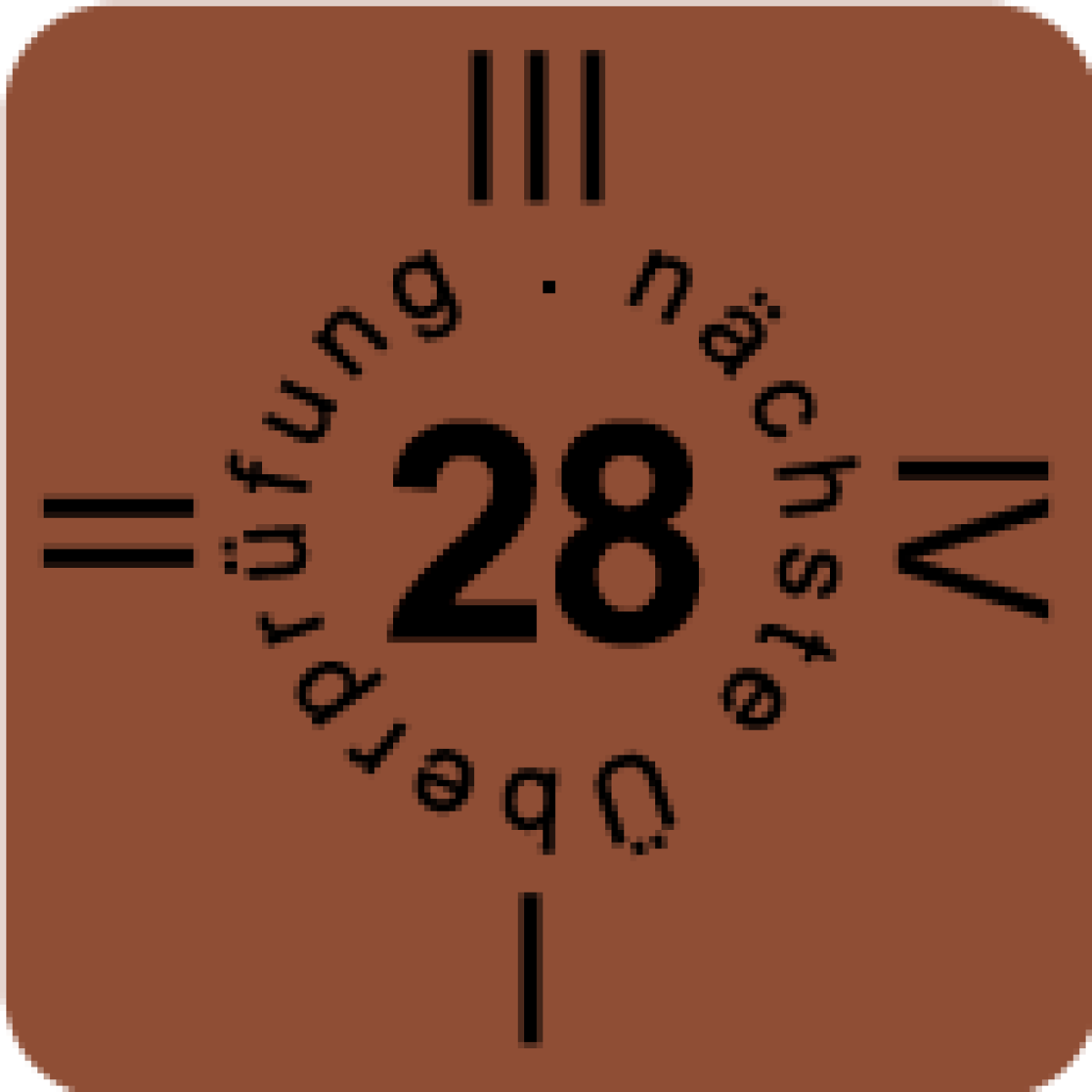 Beschreibung:Überprüfungsplakette 2028, pro Bogen:30 Stück